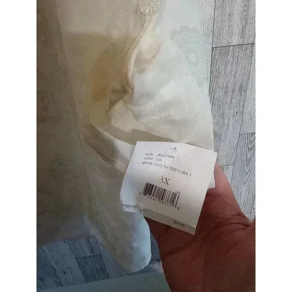 JH Collectibles Blouse Semi Sheer Ivory Off White Plus Size 3X NWT‎ - Picture 3 of 6